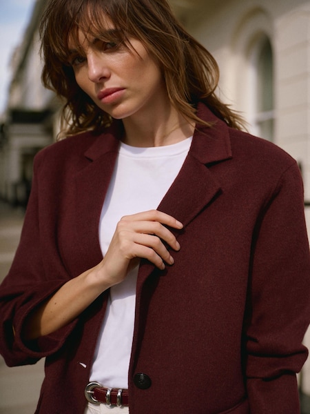 Mint Velvet Red Burgundy Wool Blend Hand Finished Blazer (V00764) | €264