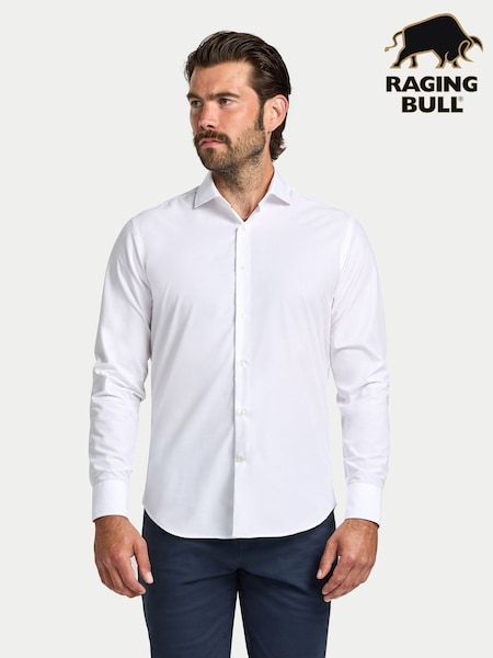 Raging Bull Long Sleeve Premium Dobby Cotton White Shirt (V00819) | €113 - €127