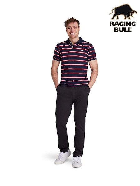 Raging Bull Red Triple Stripe Pique Polo Shirt (V00827) | 297 QAR - 322 QAR