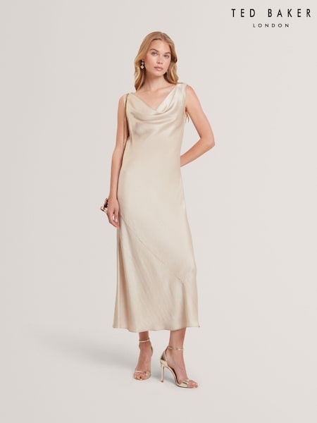 Ted Baker Natural Miinta - Cowl Neck Midi Dress (V00906) | 1,073 QAR