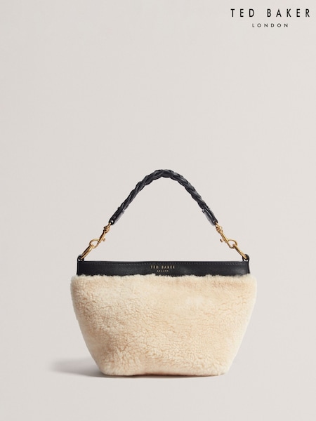 Ted Baker Black Sherbaa Shearling Leather Weave Handle Cross-Body Bag (V00921) | €190