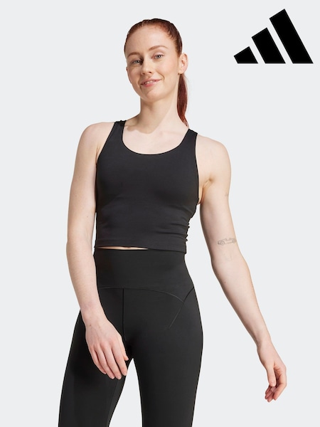 Black - Adidas All Me Medium Support Bra Tank Top
