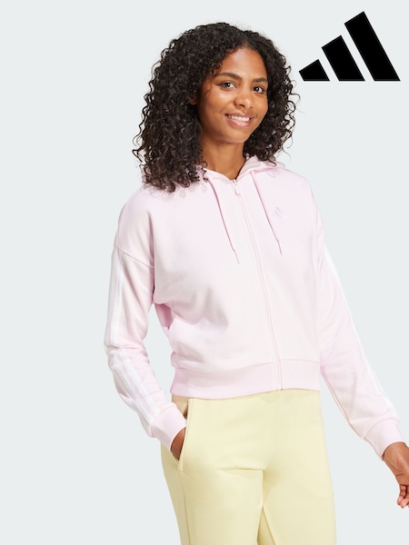 adidas Pink Essentials 3-Stripes French Terry Full-Zip Hoodie (V01046) | €60