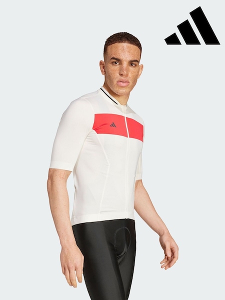 adidas White Heritage Tempo 3-Stripes Cycling Jersey (V01049) | R$ 840