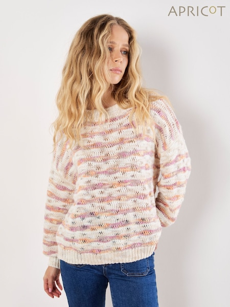 Apricot Natural Wavy Space Dye Slub Jumper (V01189) | €69