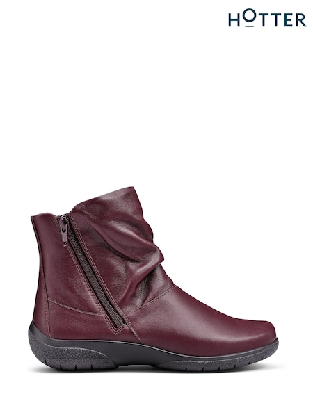 Hotter Red Wide Fit Whisper Zip Boots (V01469) | €126