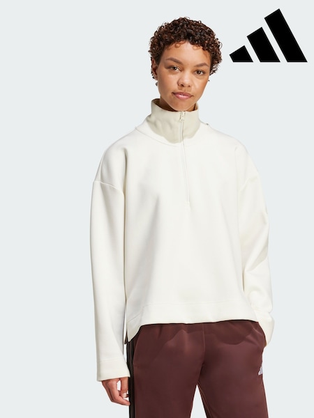 adidas White Soft Lux Quarter-Zip Sweatshirt (V01627) | AED320