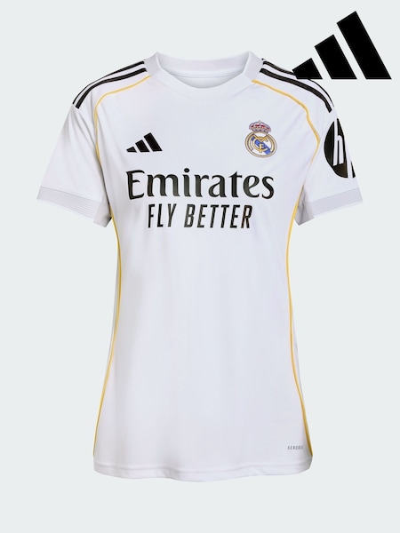 adidas White Real Madrid 25/26 Home Jersey (V01636) | R$ 840