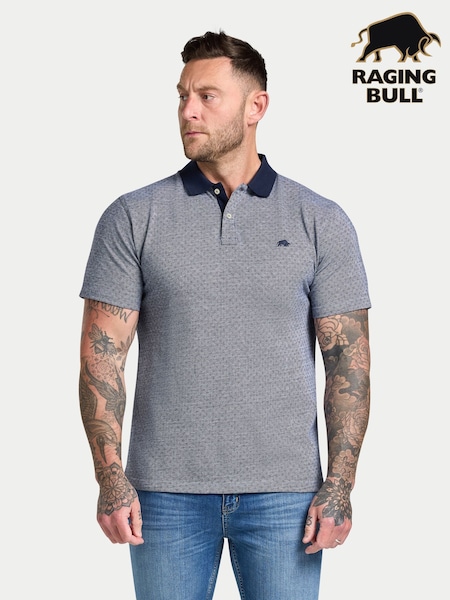 Raging Bull Blue Dobby Jersey Polo Shirt (V01669) | ‏312 ر.ق. - ‏338 ر.ق.