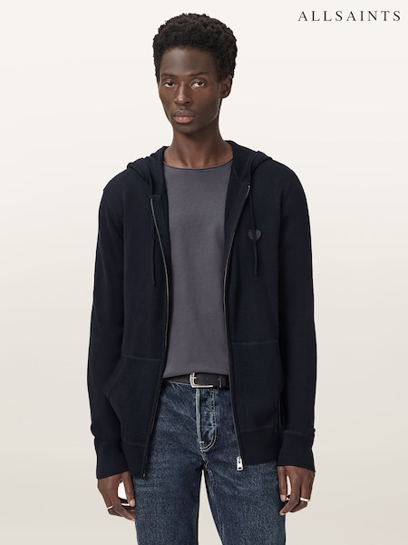 AllSaints Blue Lver Merino Zip Hoodie (V01727) | €154
