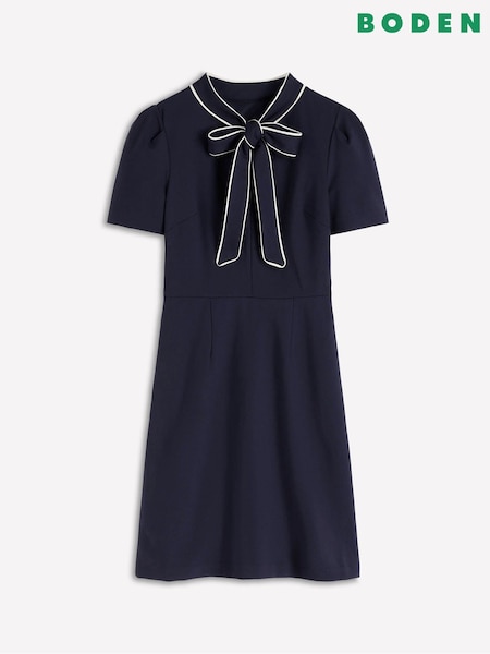 Boden Blue Pussy Bow Short Dress (V01765) | €154