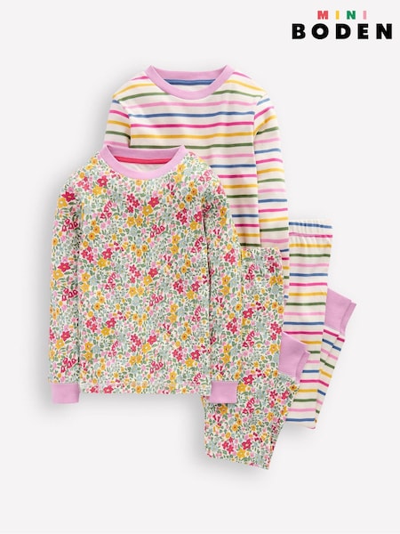 Boden Pink Twin Pack Snug Pyjamas (V01767) | €54 - €61