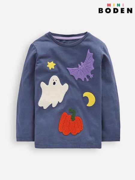 Boden Blue Long Sleeve Bouclé T-Shirt (V01776) | €28 - €31