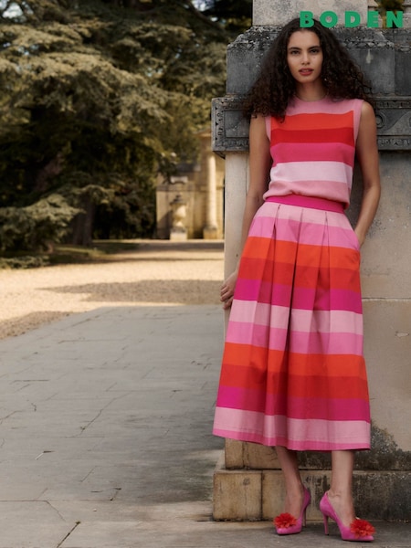 Boden Pink Verity Cotton Midi Skirt (V01809) | €147