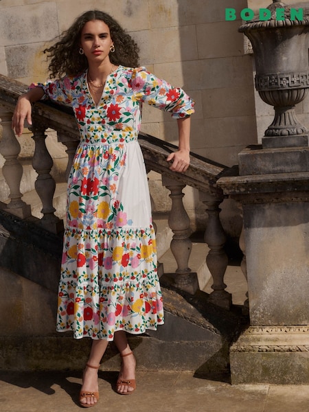 Boden Green Cotton Midi Dress (V01817) | €247