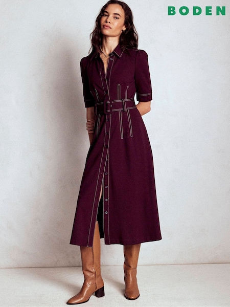 Boden Purple Anita Ponte Shirt Dress (V01826) | €201