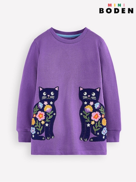 Boden Purple Applique Tunic (V01833) | AED169 - AED204