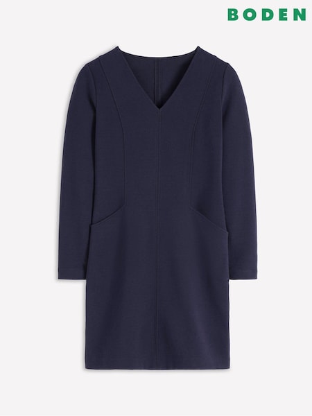 Boden Blue Ellen V-Neck Ottoman Dress (V01844) | €117