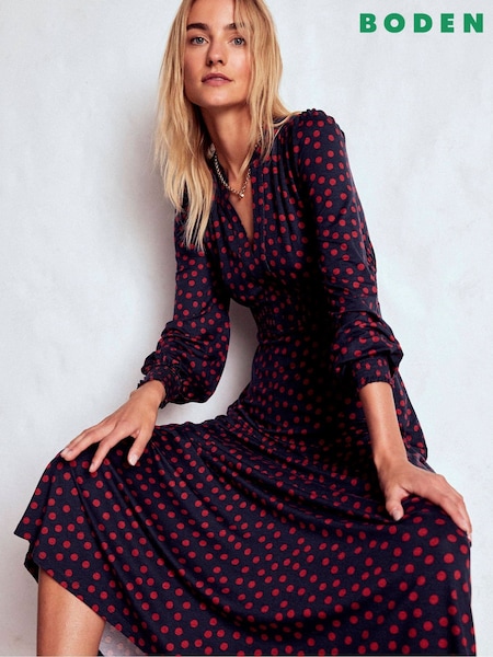 Boden Blue Ivy Smocked Midi Dress (V01924) | €154