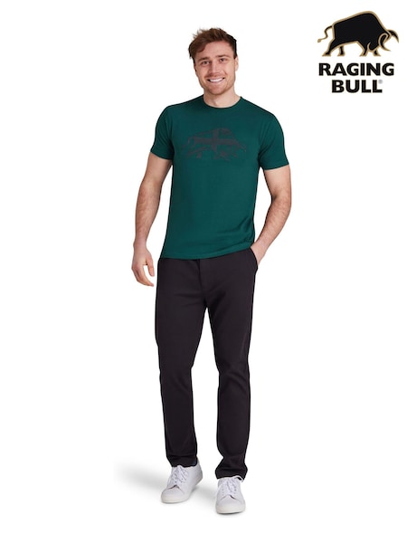 Raging Bull Green Embroidered Tonal Union Jack T-Shirt (V01925) | 163 QAR - 173 QAR