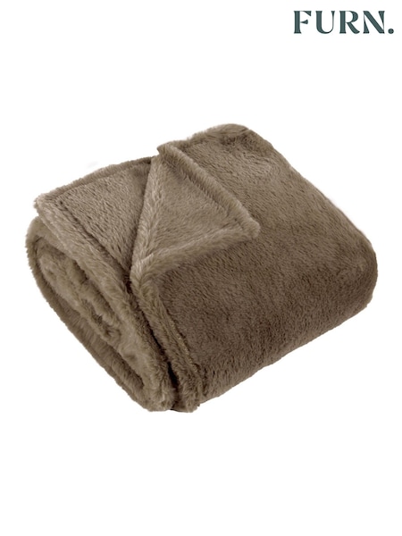 Furn Mocha Kallu Double Sided Faux Fur Throw (V01950) | 208 QAR