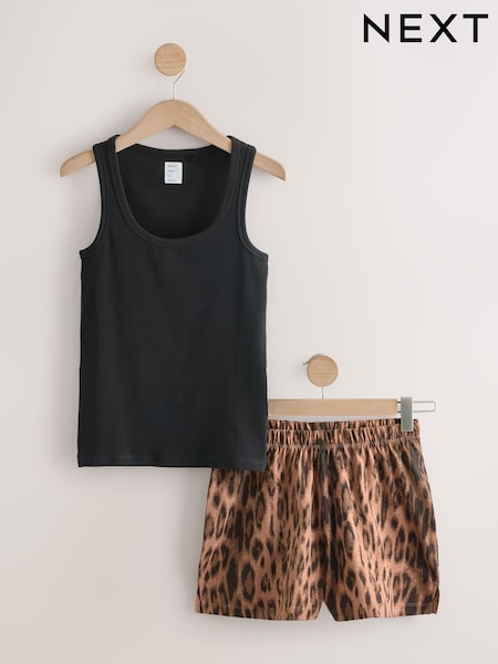 Animal Print Rib Vest Shorts Pyjamas Set (V01989) | €22.50