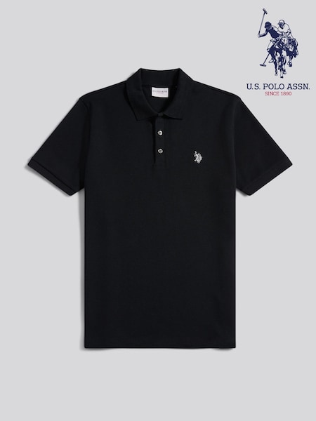 U.S. Polo Assn. Black Waffle Texture Polo Shirt (V02150) | €85