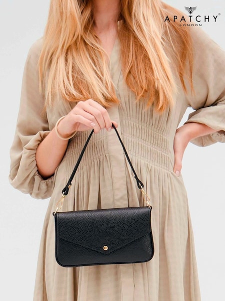 črna - Apatchy The Munro Leather Shoulder Bag (V02179) | € 112