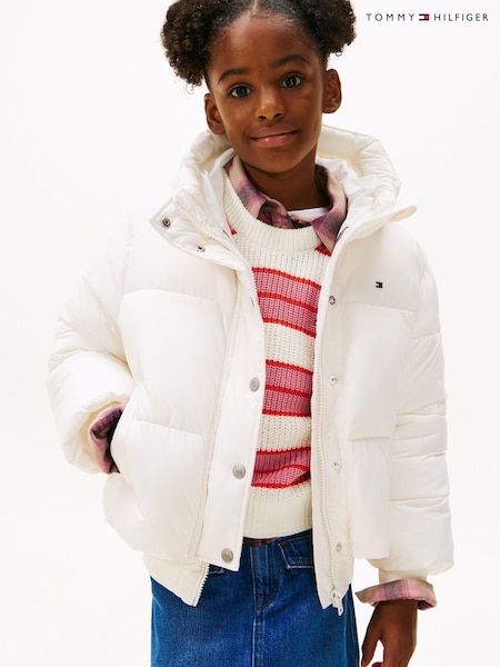 Weiß - Tommy Hilfiger Relaxed Hooded Puffer Jacket (V02228) | 234 € - 265 €