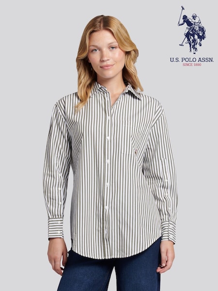U.S. Polo Assn. Green Cotton Poplin Loose Fit Stripe Shirt (V02241) | €83