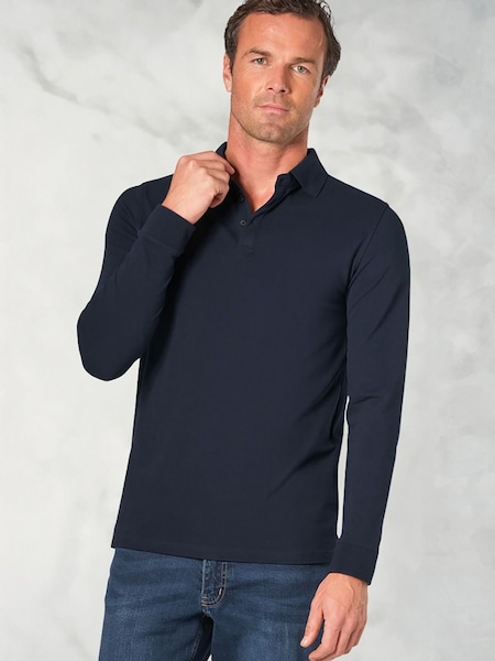 Brook Taverner Long Sleeve Stretch Cotton Polo Shirt (V02324) | ‏291 د.إ.‏