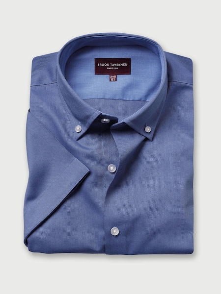 Brook Taverner Blue Oxford Short Sleeve Shirt (V02327) | €63