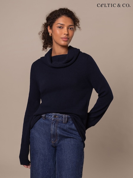 Celtic & Co. Blue Supersoft Slouchy Cowl Neck Jumper (V02338) | R$ 1.375