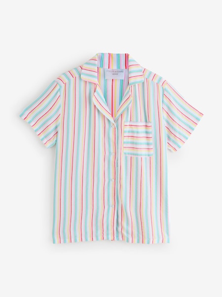 Stripe & Stare Pink Seersucker Short Sleeve Pyjamas Top (V02407) | €86