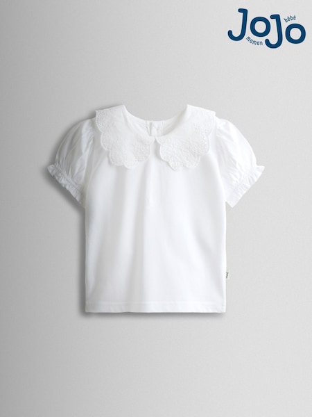 JoJo Maman Bébé Broderie Collar T-Shirt (V02452) | ‏73 ر.ق. - ‏88 ر.ق.