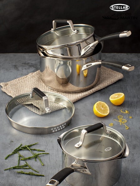 Stellar 3 Piece Induction Draining Saucepan Set (V02503) | 203 €