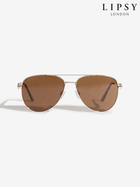Brown Snaffle Trim Aviator Sunglasses (V02515) | SGD 27