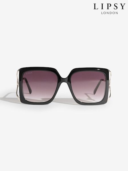 Lipsy Black Overzised Glam Square Sunglasses (V02519) | SGD 31