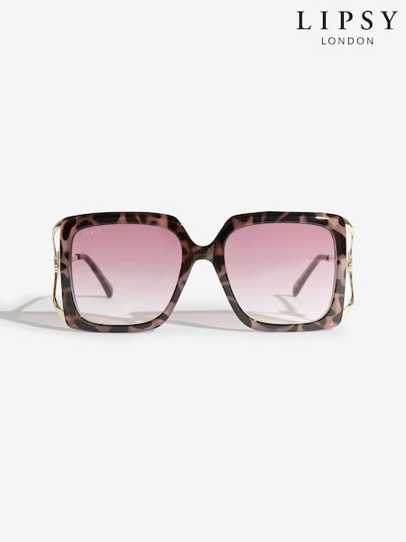 Lipsy Brown Overzised Glam Square Sunglasses (V02523) | SGD 31