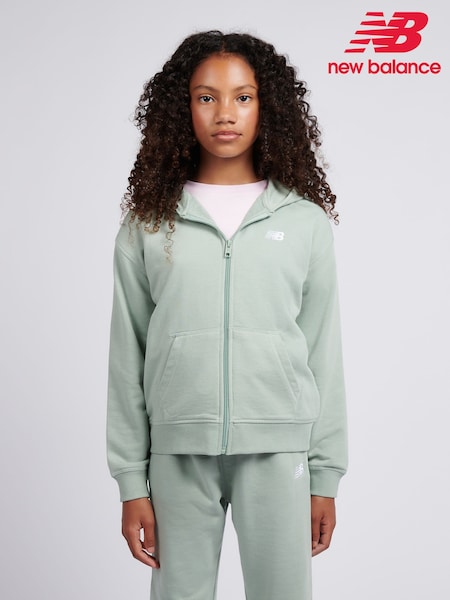 Verde - New Balance Small French Terry Logo Full Zip Hoodie (V02538) | 71 € - 85 €