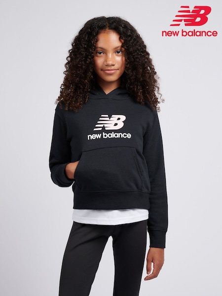 Noir - Sweat-shirt à capuche New Balance Brush Back Stacked Logo