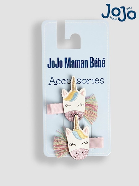 JoJo Maman Bébé Pink Unicorn Clips 2 Pack (V02595) | €11