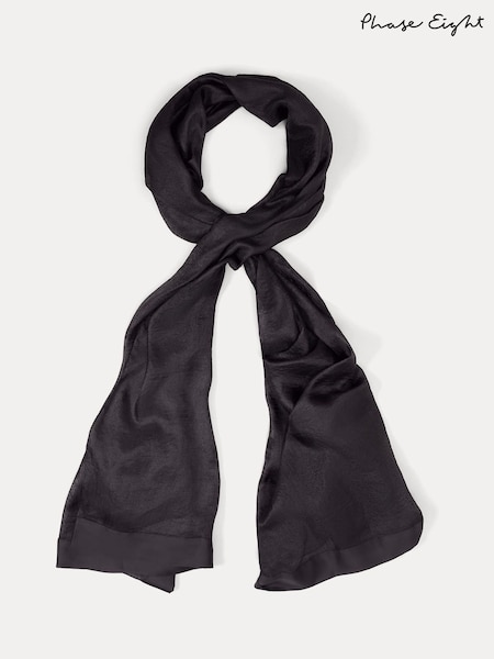 Phase Eight Black Satin Trim Scarf (V02633) | 193 QAR