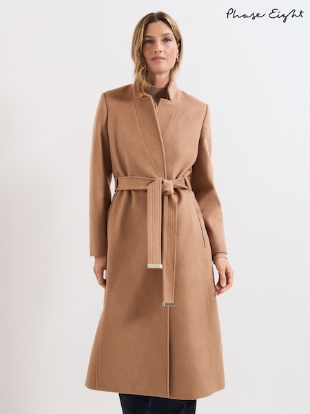 Phase Eight Brown Petite Charlotte Wool Coat (V02642) | €395