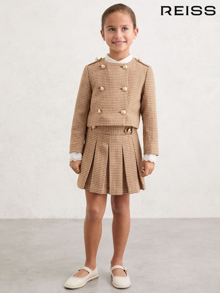 Reiss Brown Brooke Puppytooth-Check Fitted Jacket (V02699) | €119