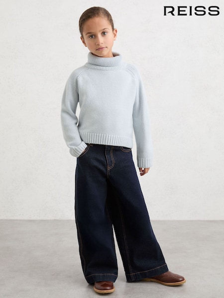 Reiss Pale Blue Bronte Wool-Cashmere Roll-Neck Jumper (V02720) | 331 QAR