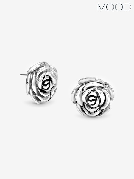 Mood Silver Tone Floral Stud Earrings (V02804) | 62 QAR