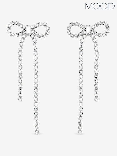 Mood Silver Tone Crystal Bow Statement Earrings (V02806) | €21.50