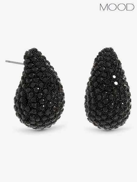 Mood Silver Jet Crystal Dome Stud Earrings (V02821) | €23