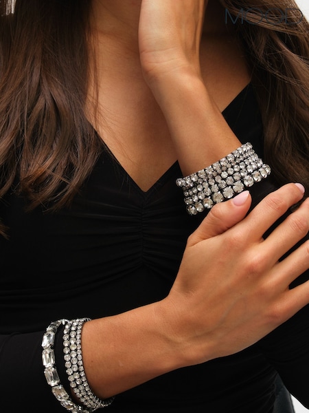 Mood Black Crystal Multipack Stretch Bracelets - Pack of 9 (V02827) | AED99